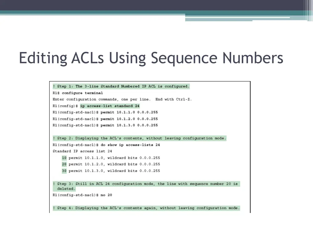 editing acls using sequence numbers