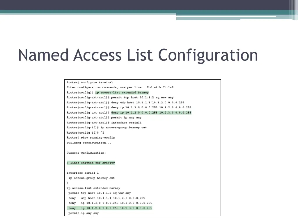 named access list configuration