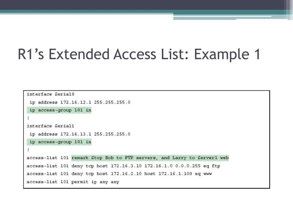 r1 s extended access list example 1
