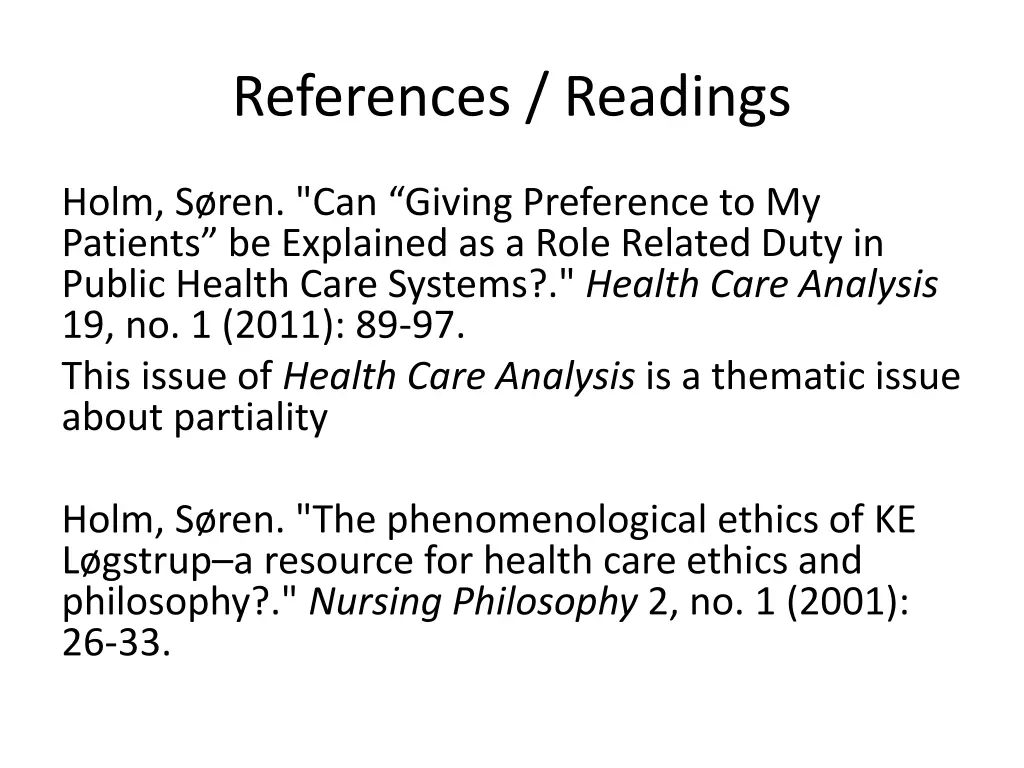 references readings