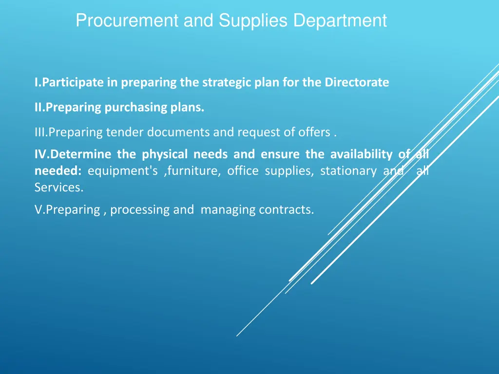 procurement and supplies department