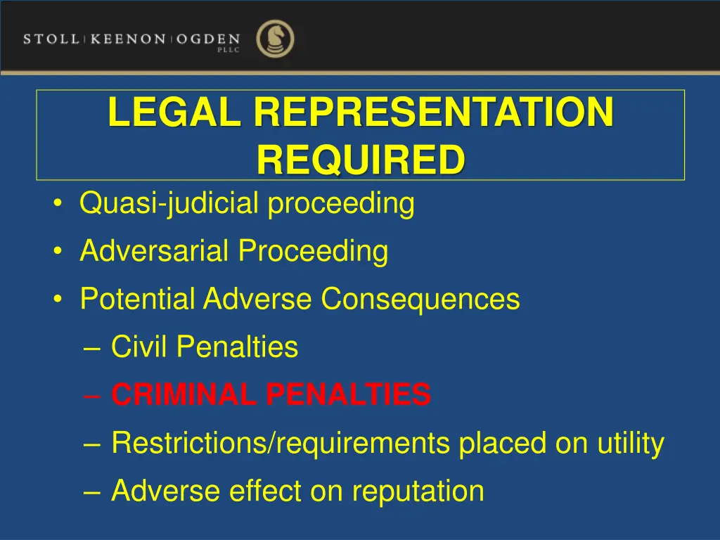 legal representation required