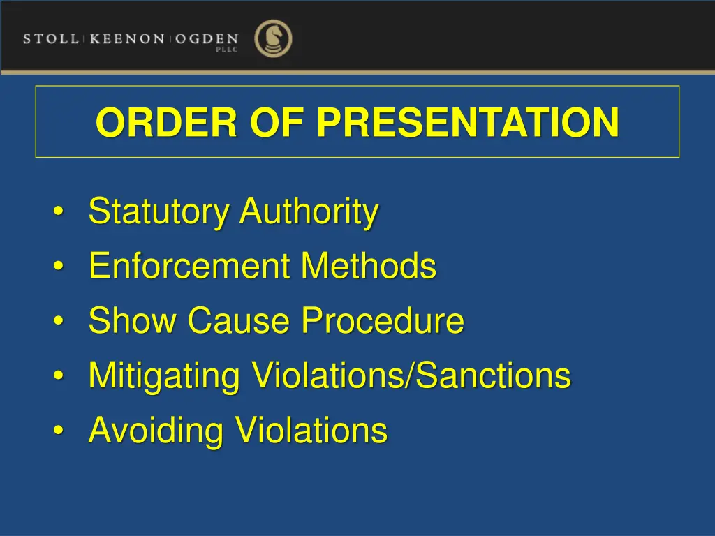 order of presentation