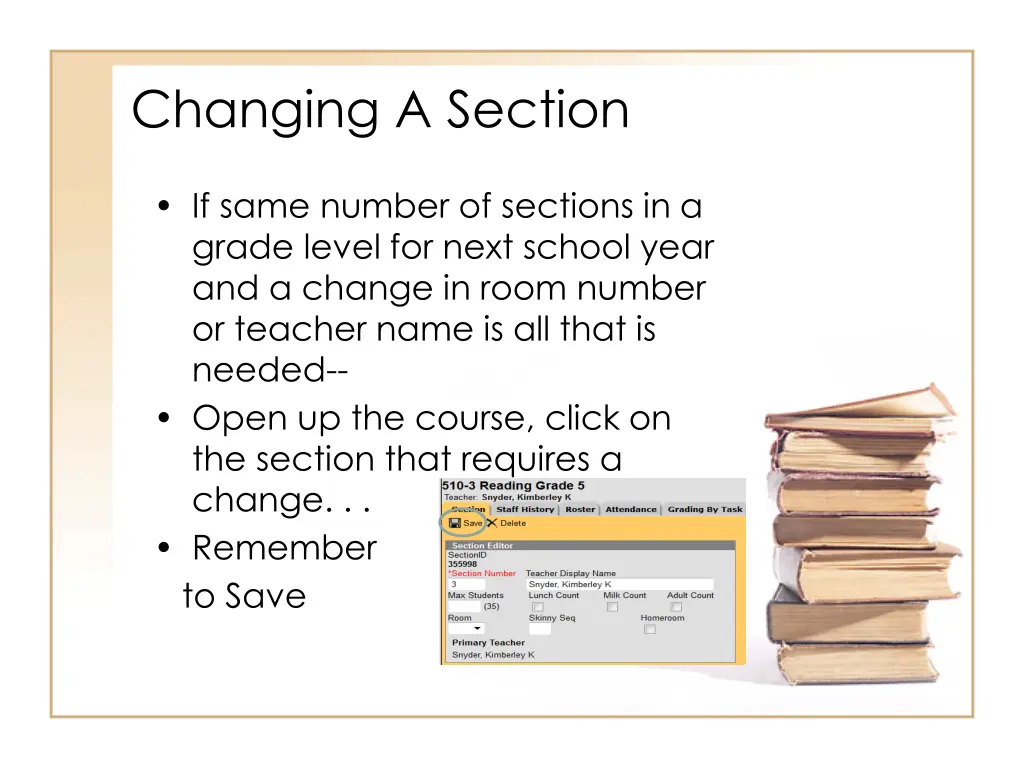 changing a section