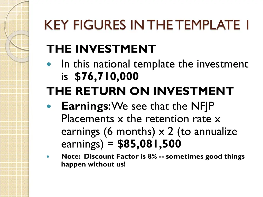 key figures in the template 1