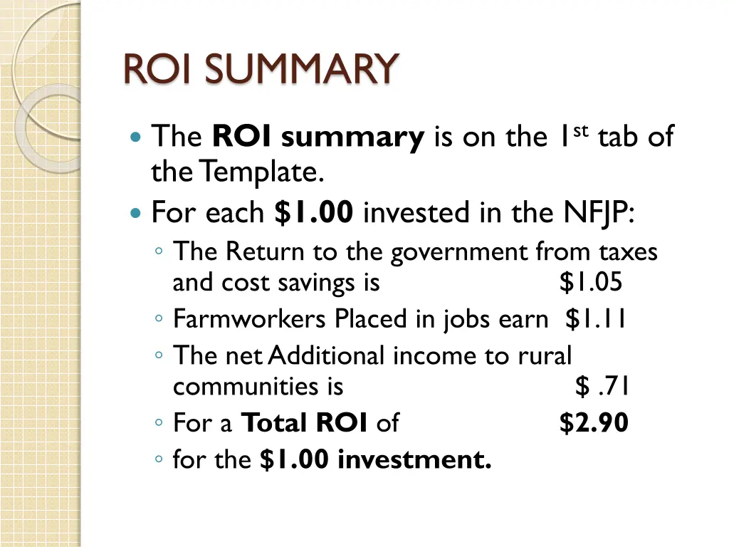 roi summary