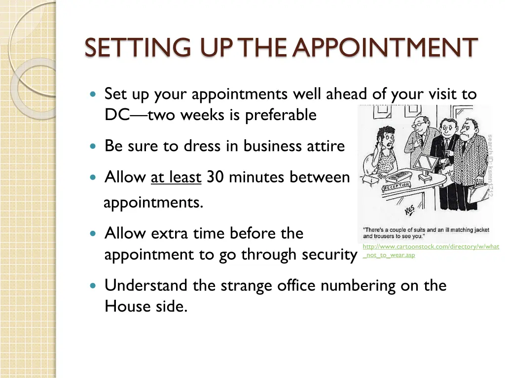 setting up the appointment
