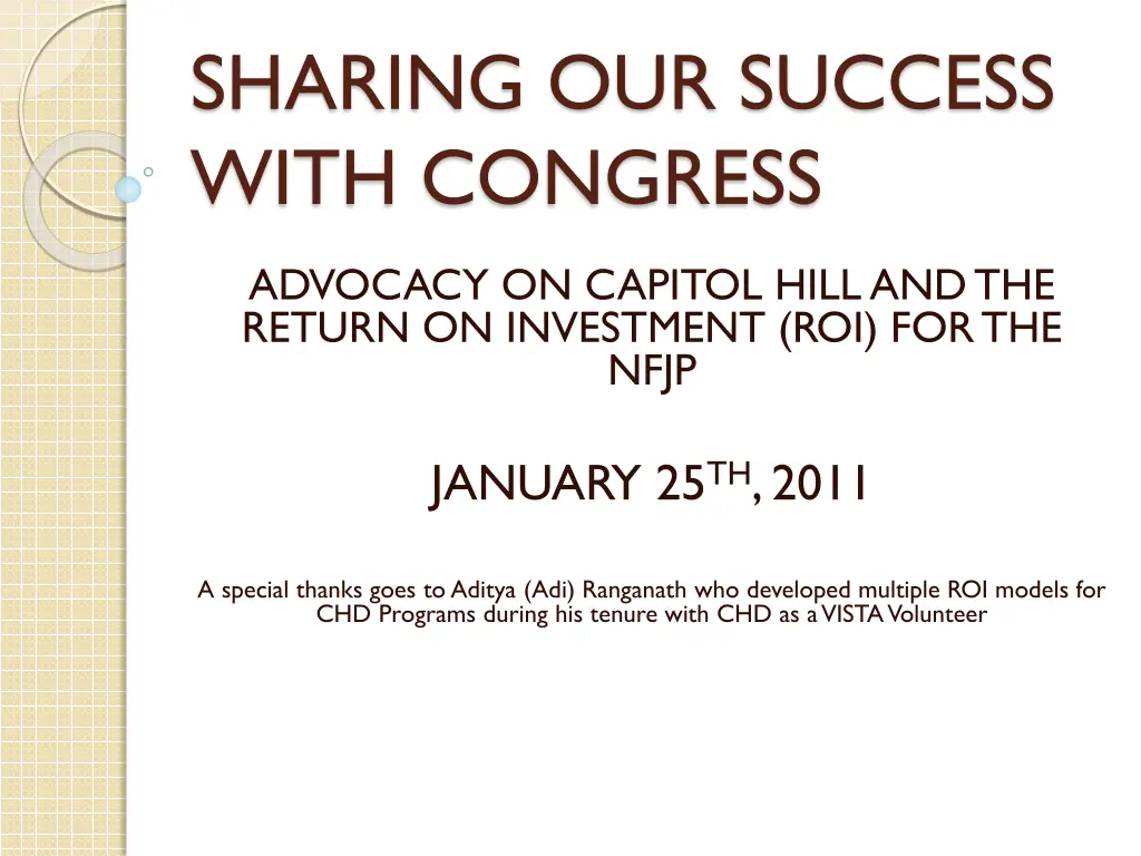sharing our success with congress