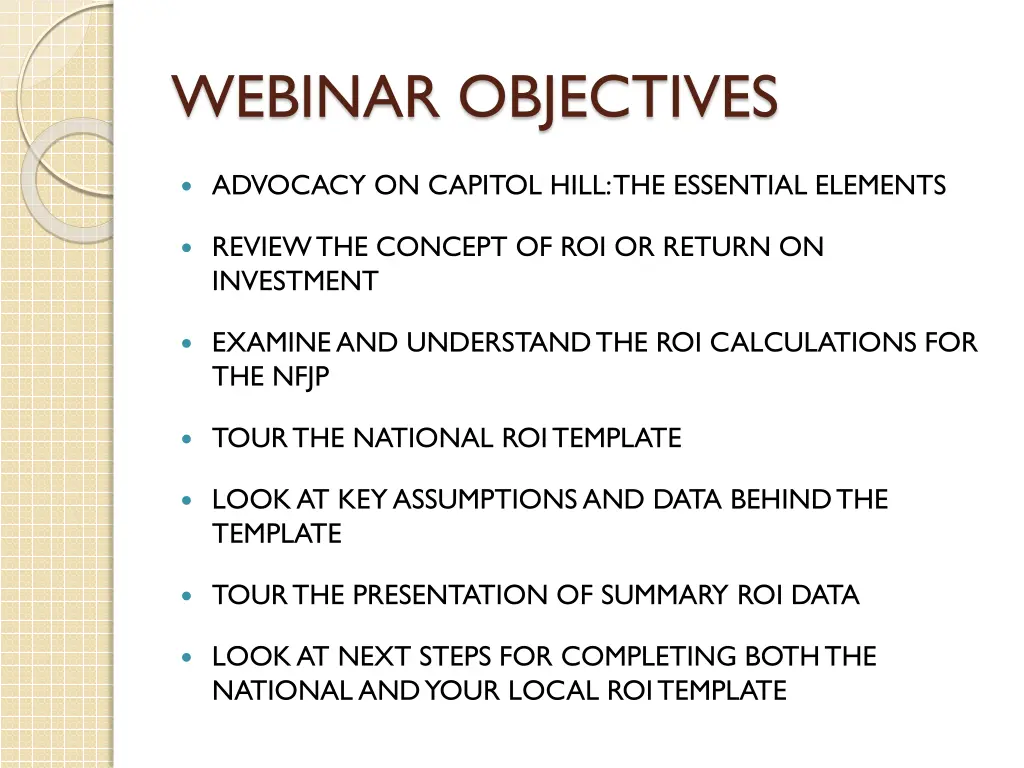 webinar objectives