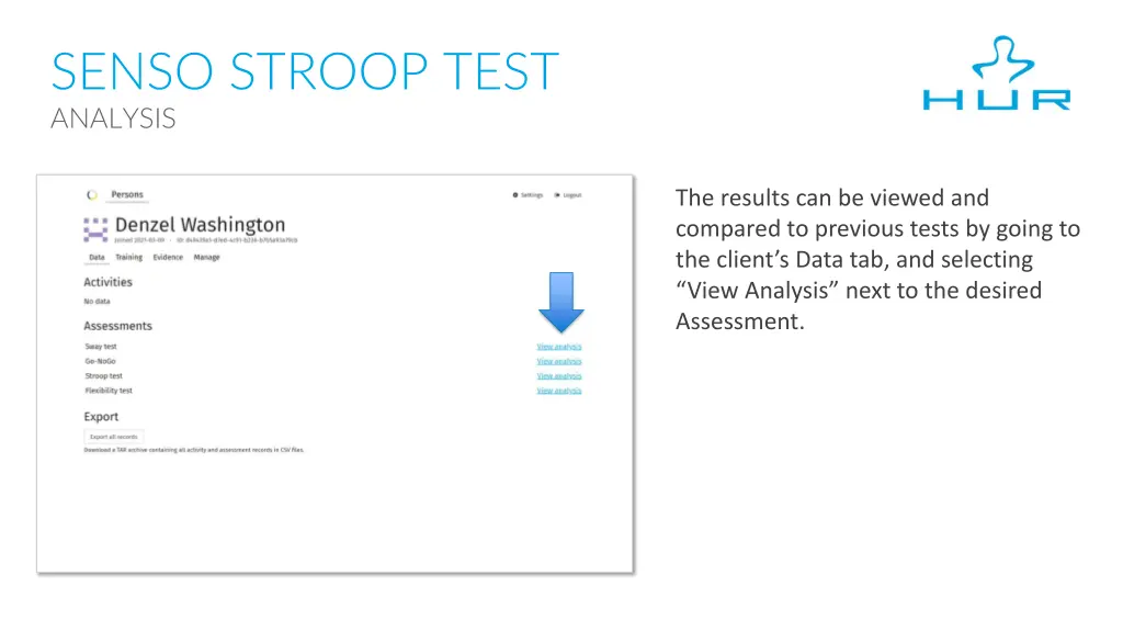 senso stroop test analysis