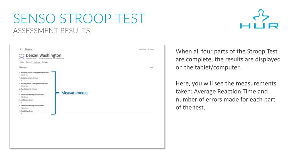 senso stroop test assessment results