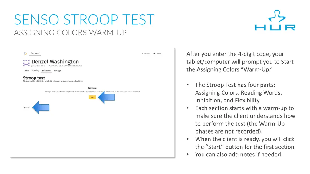 senso stroop test assigning colors warm up