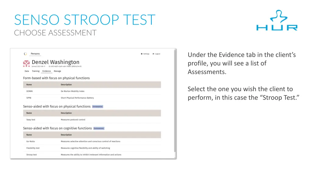 senso stroop test choose assessment