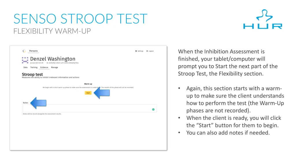 senso stroop test flexibility warm up