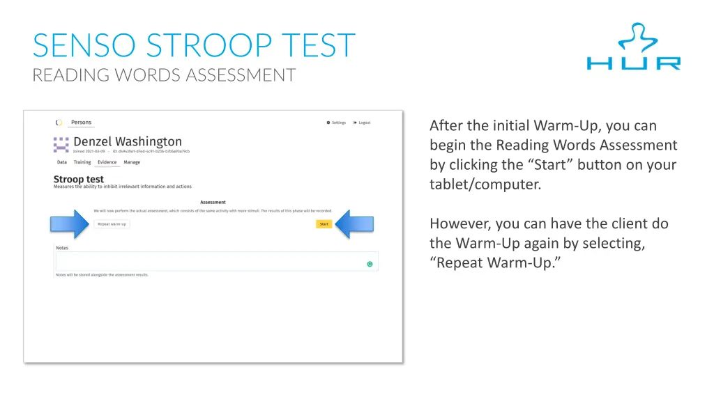 senso stroop test reading words assessment 1