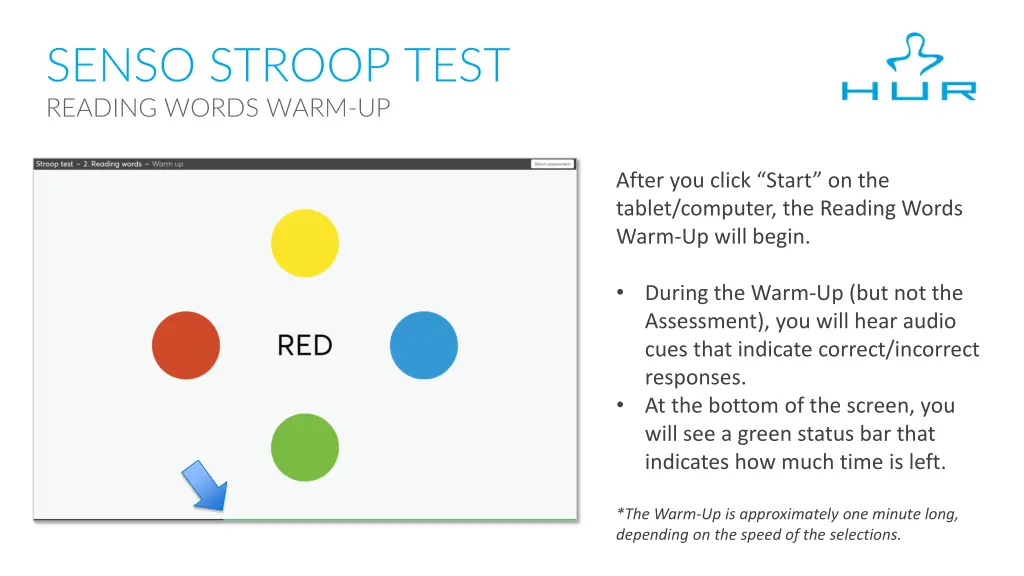 senso stroop test reading words warm up 2