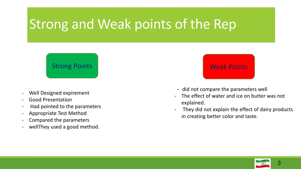 strong and weak points of the rep