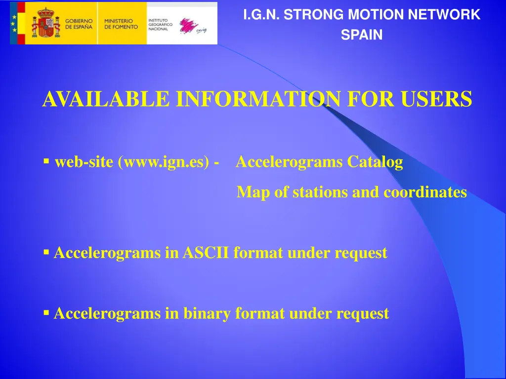 i g n strong motion network spain 2