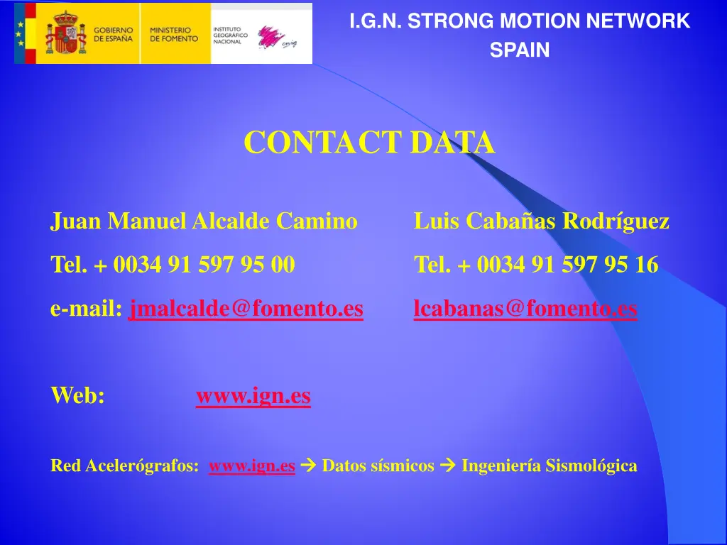i g n strong motion network spain 5