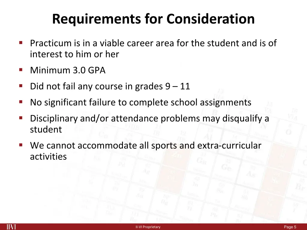 requirements for consideration