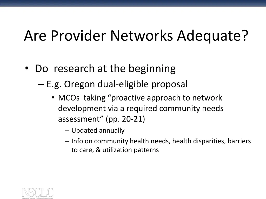 are provider networks adequate
