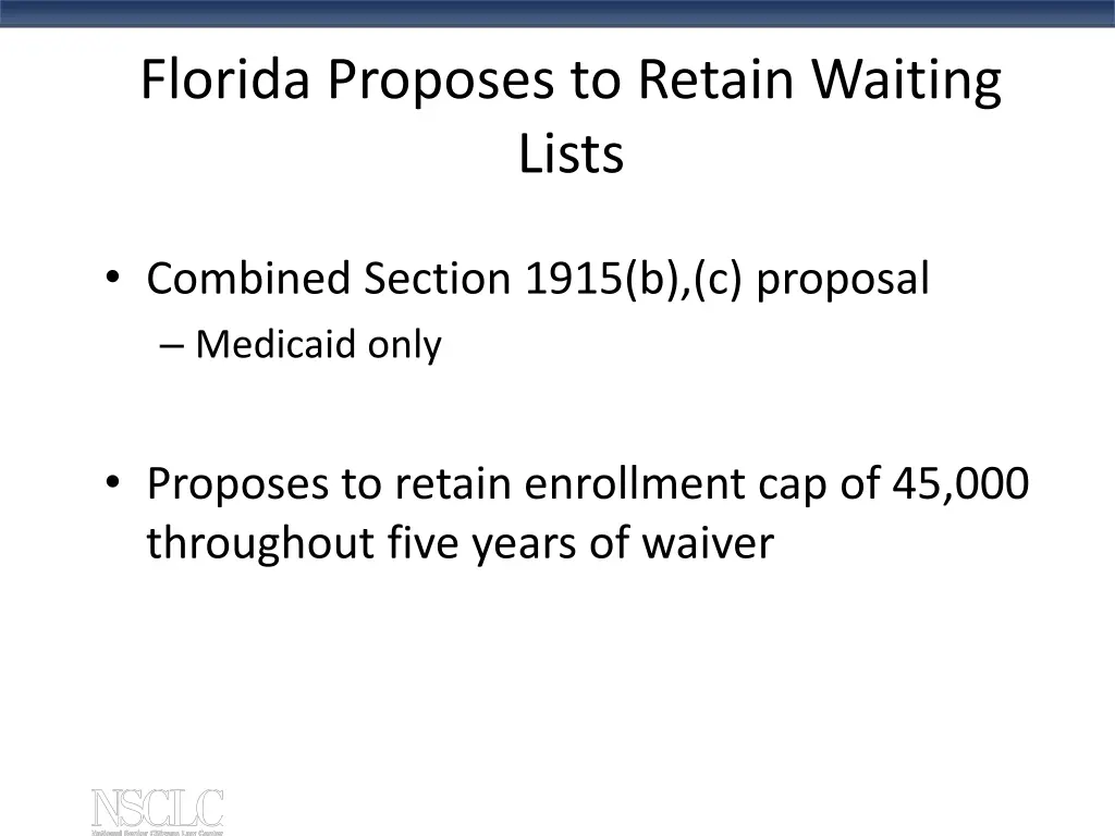 florida proposes to retain waiting lists