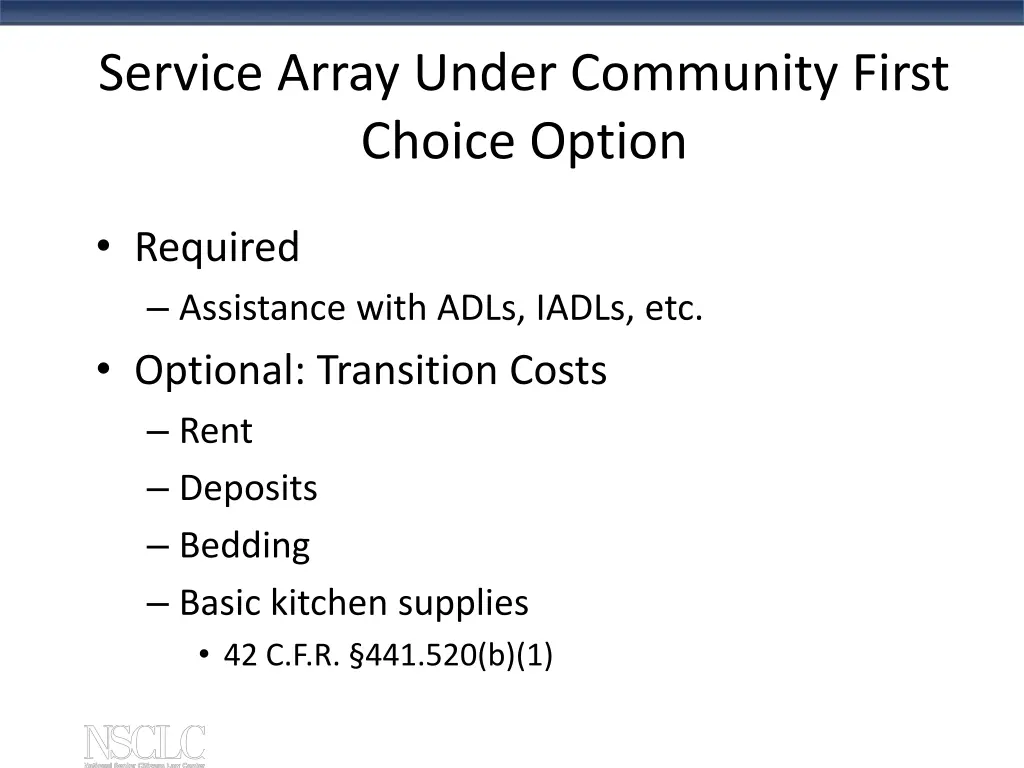 service array under community first choice option