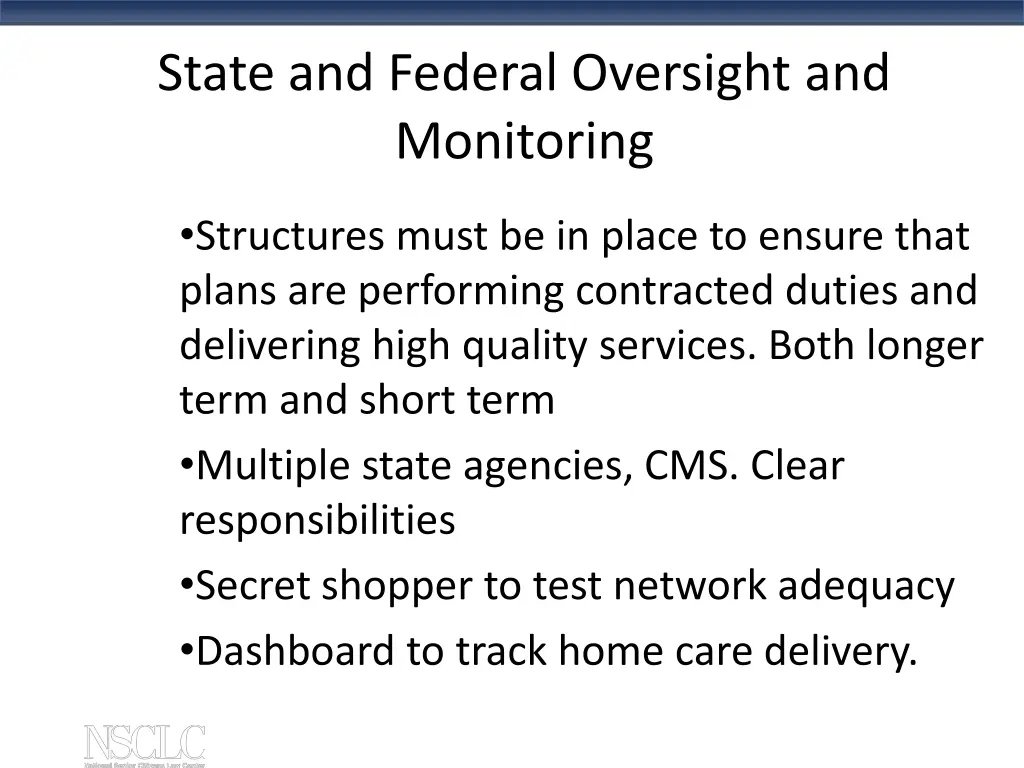 state and federal oversight and monitoring