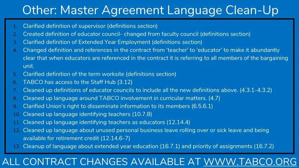other master agreement language clean up