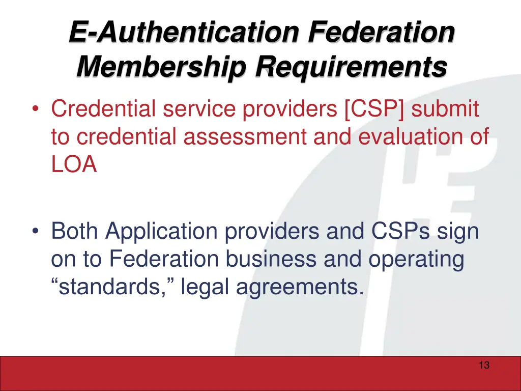 e authentication federation membership