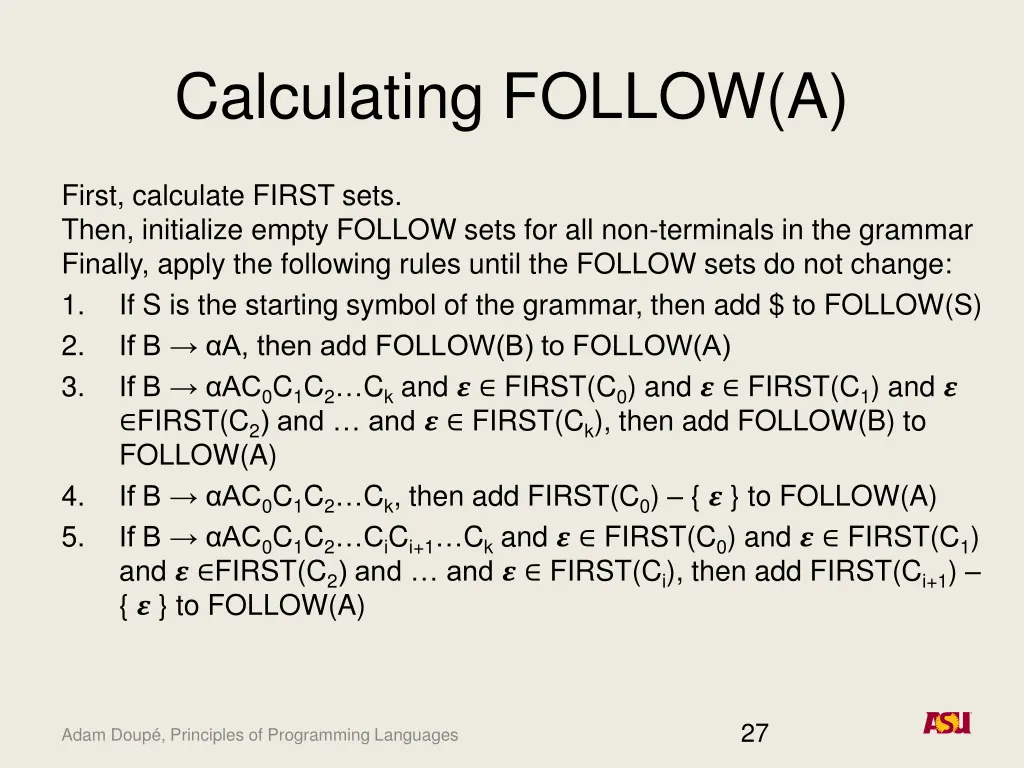 calculating follow a