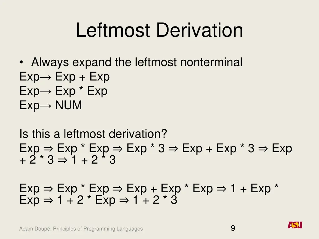 leftmost derivation