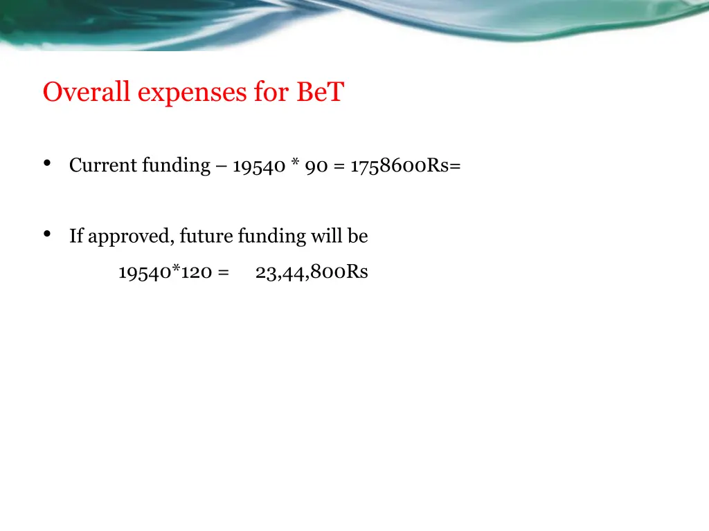 overall expenses for bet