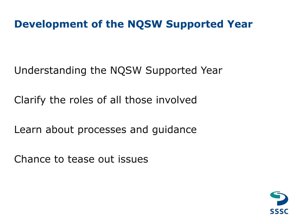 development of the nqsw supported year