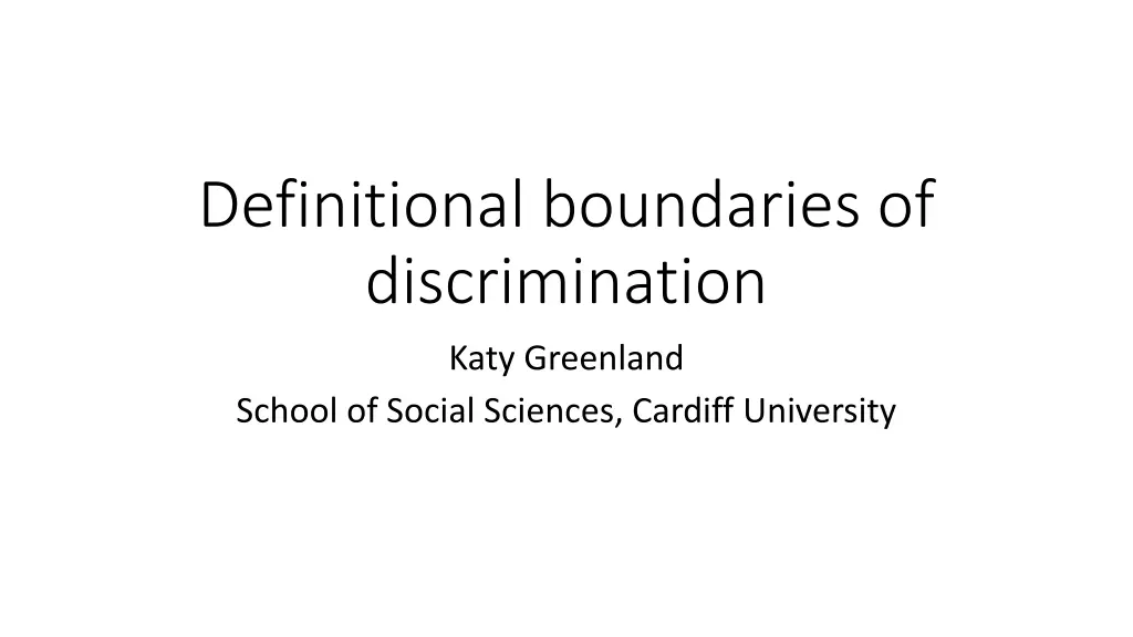 definitional boundaries of discrimination