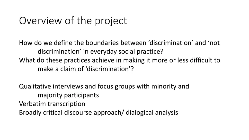 overview of the project