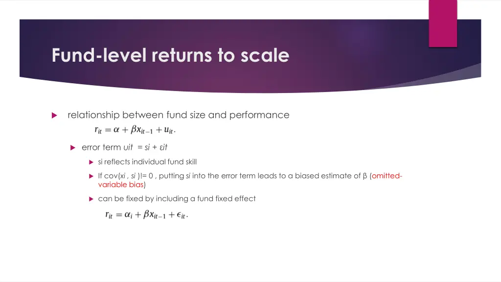 fund level returns to scale 1