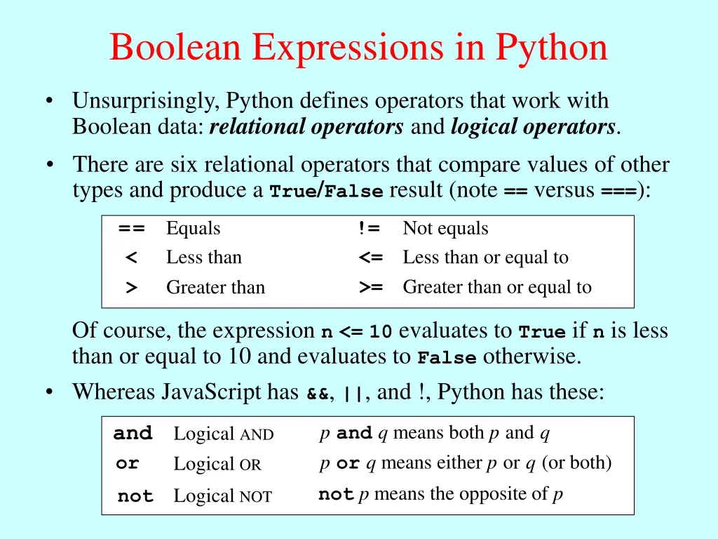boolean expressions in python