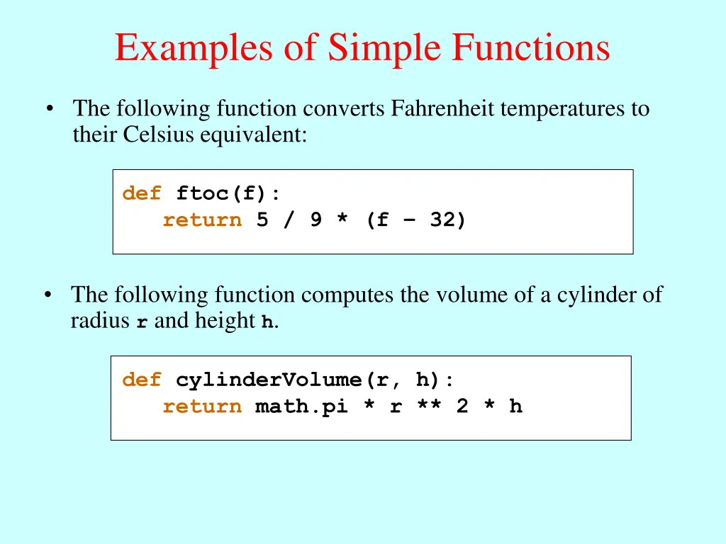 examples of simple functions