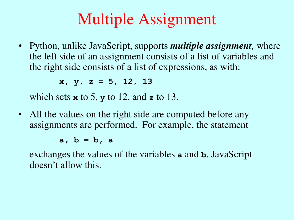 multiple assignment