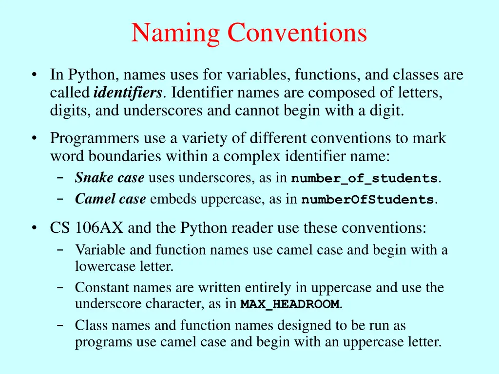 naming conventions
