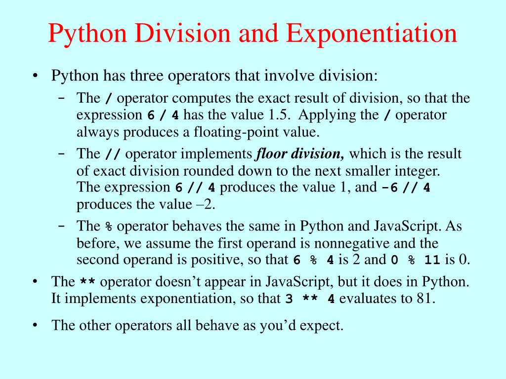 python division and exponentiation
