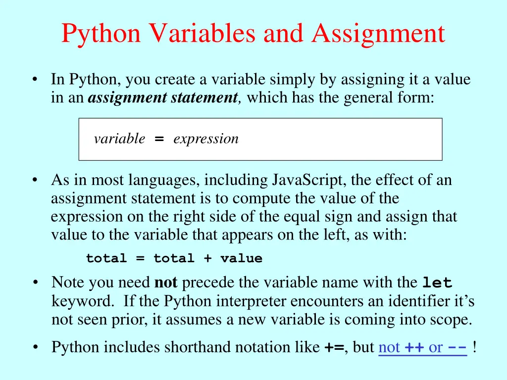 python variables and assignment