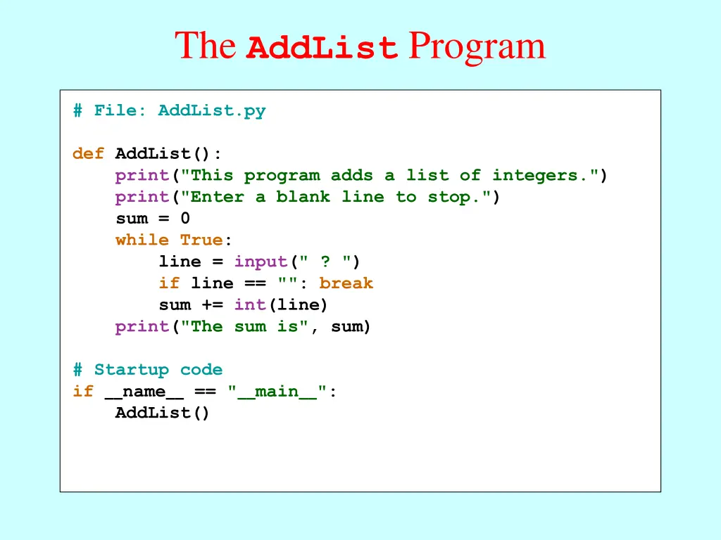 the addlist program