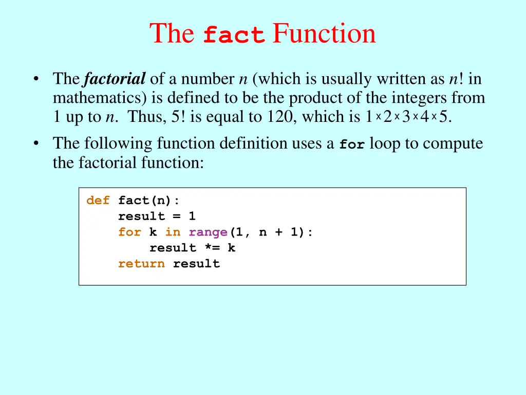the fact function