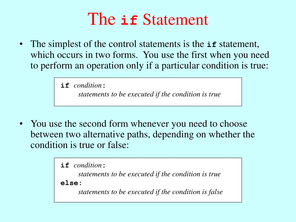 the if statement