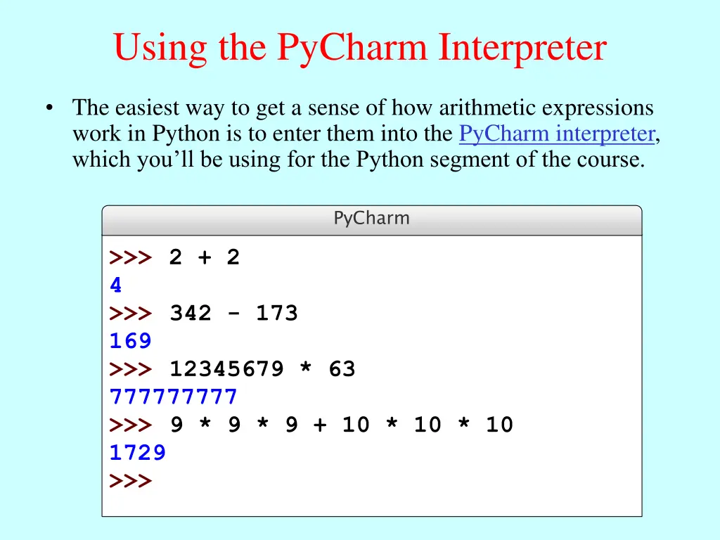 using the pycharm interpreter
