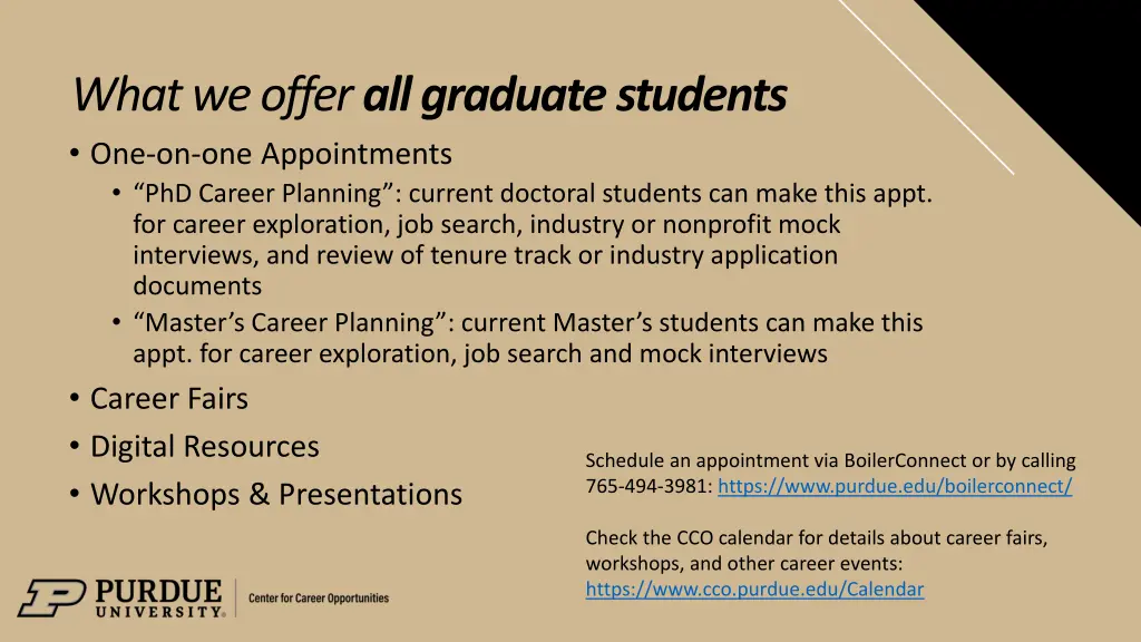 what we offer all graduate students