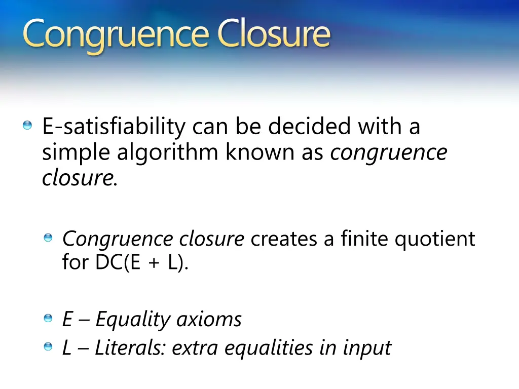 congruence closure 1