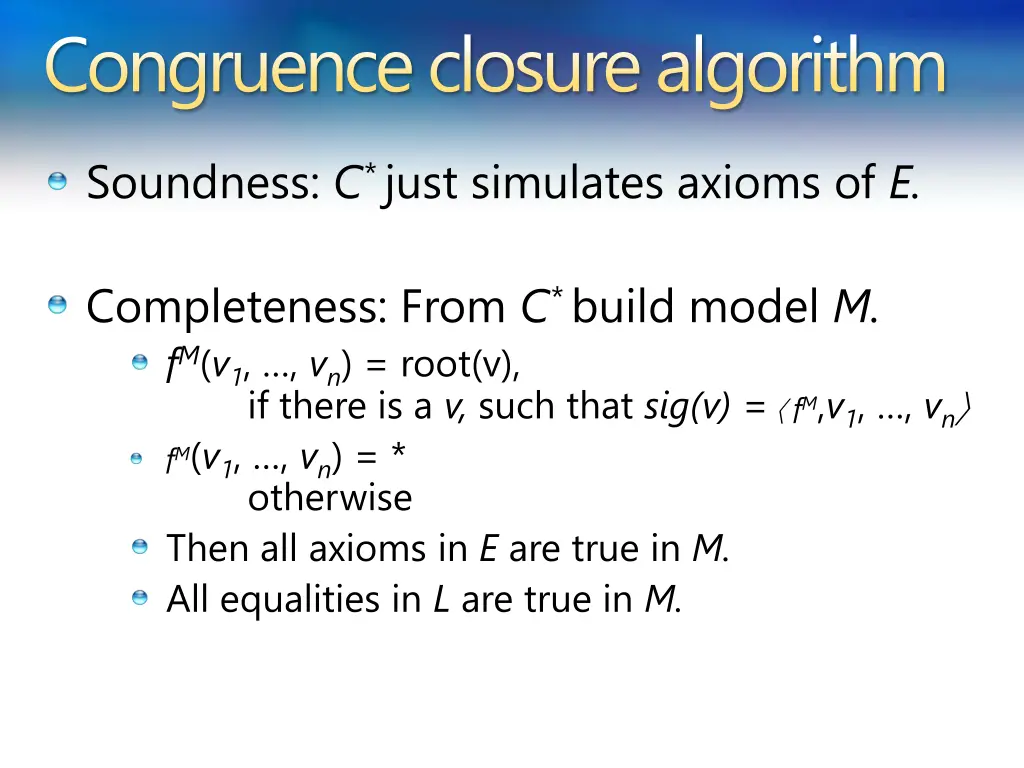 congruence closure algorithm